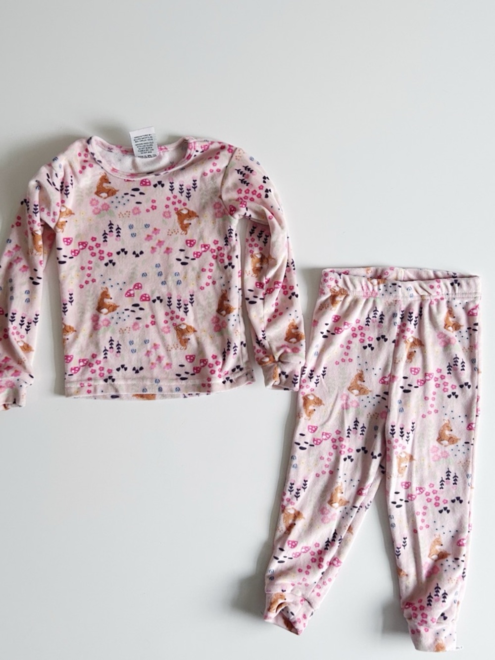 Mon Petit Floral Deer Woods Print PJ Set - 3T